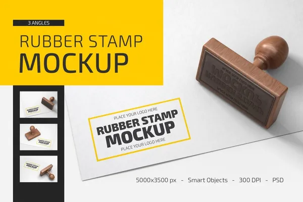 高质量橡皮印章徽章LOGO品牌设计贴图展示样机模板 Rubber Stamp Mockup Set