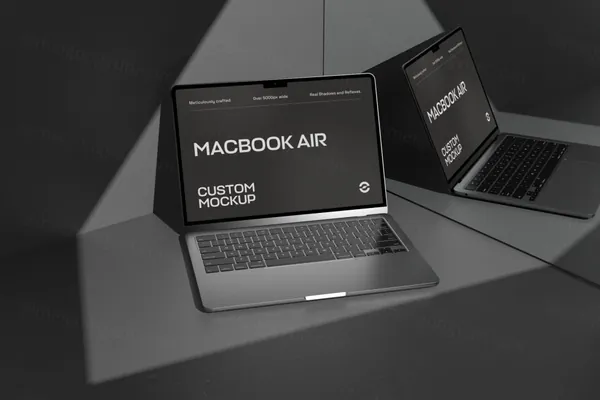 工业风场景苹果笔记本网页设计贴图展示样机模板 Macbook Air M2 Mockup-6
