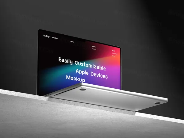 高质量CG建模工业冷淡风苹果笔记本场景展示Web贴图样机模板素材 Apple MacBook Mockup-5