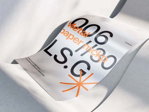 高质量铝箔纸金属纸张宣传单海报设计贴图展示样机模板 Metallic Paper Mockups-2