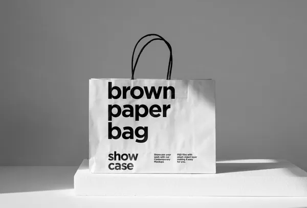 极简主义环保袋纸袋手提袋品牌包装设计贴图展示样机模板 Paper Bag Mockup-3