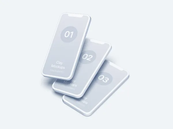 极简主义Apple白模手机APP设计UI界面贴图展示样机模板 iPhone 12 Pro Clay Mockups-6