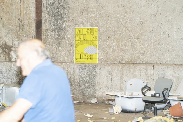 末日废土风废弃杂乱垃圾场景海报传单招贴设计贴图展示样机模板 Poster Mockup-18