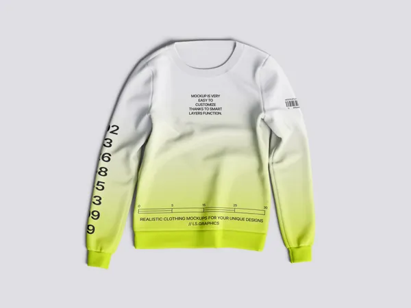 高质量长袖卫衣运动衫服装设计平铺图贴图展示样机模板 Hoodie and Sweatshirt Mockup-3