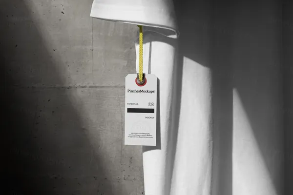高质量实拍T恤吊牌服装品牌VI设计提案贴图展示样机模板素材 Paper T Shirt Tag Mockup