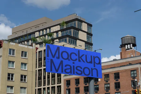 纽约老城街道大楼广告牌海报设计贴图展示样机模板 Billboard BB-NYC-06