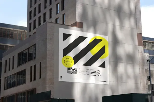 户外都市街头墙体巨幅广告牌海报设计提案贴图展示样机模板 Urban Banner Mockup-1