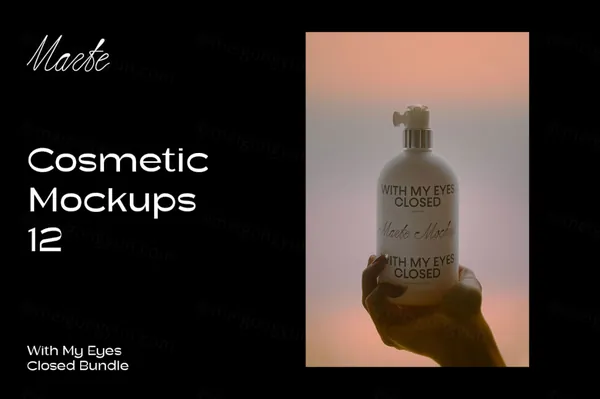 高端唯美梦幻Ins风沐浴露洗面奶化妆品品牌包装设计贴图展示样机模板 Cosmetic Mockup