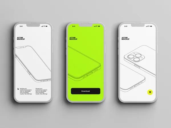 超高质量极简主义苹果手机APP设计UI界面贴图展示样机模板 iPhone Clay Mockups-15