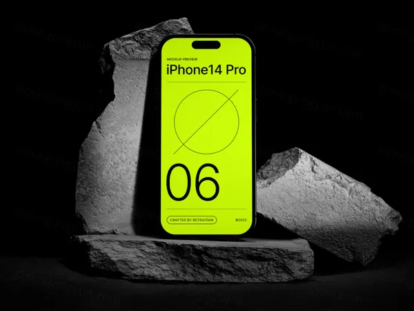 极简创意场景苹果手机UI界面APP展示样机模板素材 Colourful iPhone 14 Pro Mockups-1