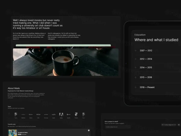高质量个人博客简历作品集独立网站模板素材 Madiyour Personal Website Template