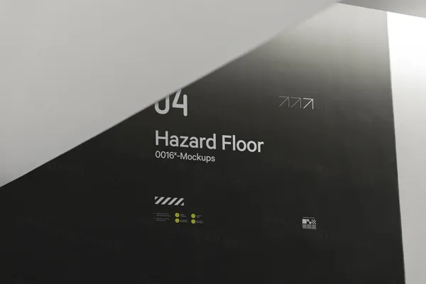 高端楼梯角路牌指示牌品牌标识导视系统设计贴图展示样机模板 Signage Mockup