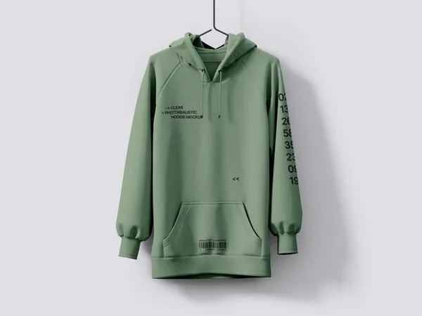 高质量长袖卫衣连帽衫服装设计挂拍贴图展示样机模板 Hoodie and Sweatshirt Mockup-3