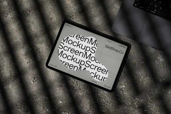 高级阴影苹果iPad平板网页APP设计贴图UI提案展示样机模板 S003-009