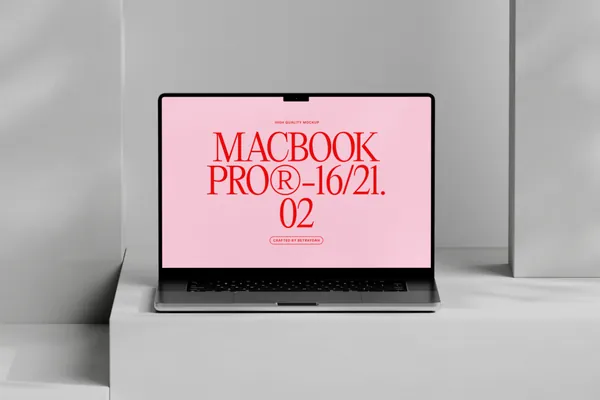 极简创意场景苹果笔记本网页设计展示样机模板素材 Magnetic MacBook Pro 16 Mockups-5