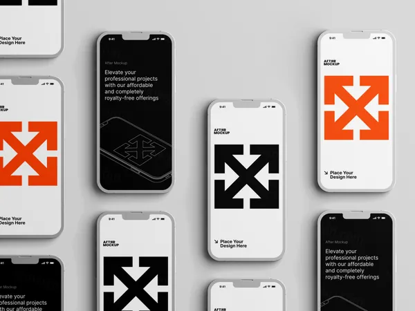 超高质量极简主义苹果手机APP设计UI界面贴图展示样机模板 iPhone Clay Mockups-6