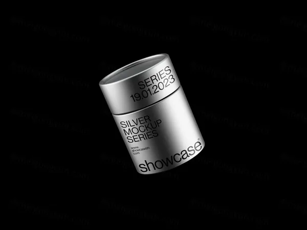 高端银色金属茶叶罐纸罐品牌VI包装设计提案贴图展示样机模板 Silver Tube Mockup