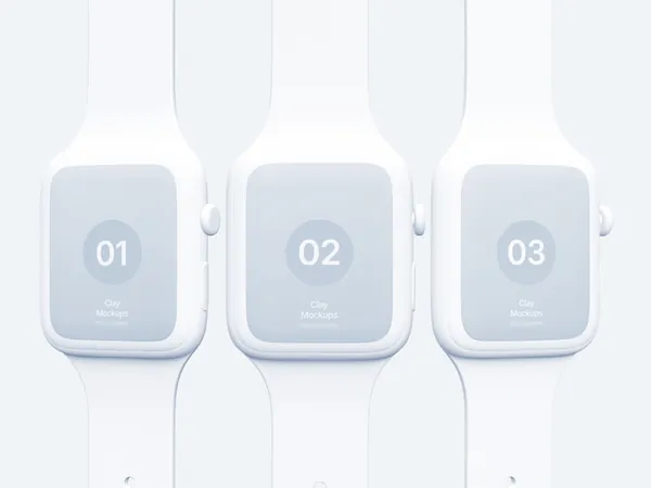 极简主义Apple苹果手表APP设计UI贴图展示样机模板 Watch Clay Mockups-2