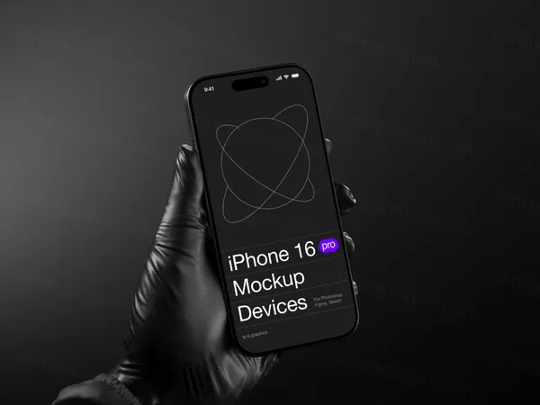 最新 iPhone 16 Pro 手持苹果手机高端极简场景品牌视觉 UI 贴图样机 PSD模板-1