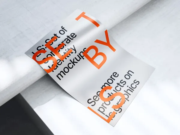 高质量铝箔纸金属纸张宣传单海报设计贴图展示样机模板 Metallic Paper Mockups-1