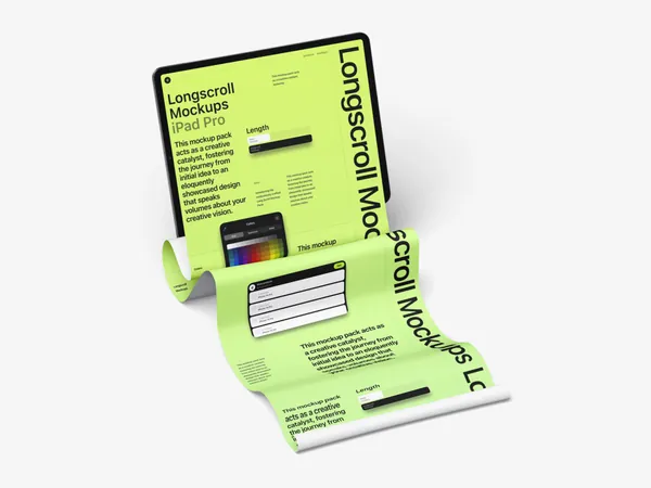 高质量苹果平板滚屏长卷特效网页设计展示样机模板 iPad Longscroll Mockup-2