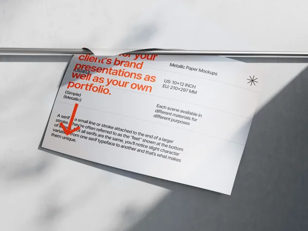 高质量铝箔纸金属纸张宣传单海报设计贴图展示样机模板 Metallic Paper Mockups-3