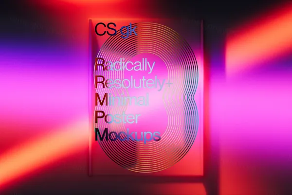 高质量科幻光影透明有机玻璃抽象海报设计作品展示效果PSD样机模板-13