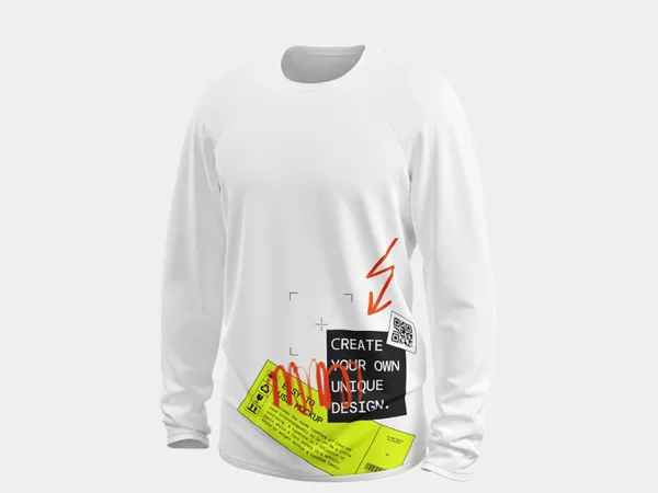 高质量男士长袖圆领T恤极简场景服装品牌设计贴图展示样机模板 T-Shirt Mockups