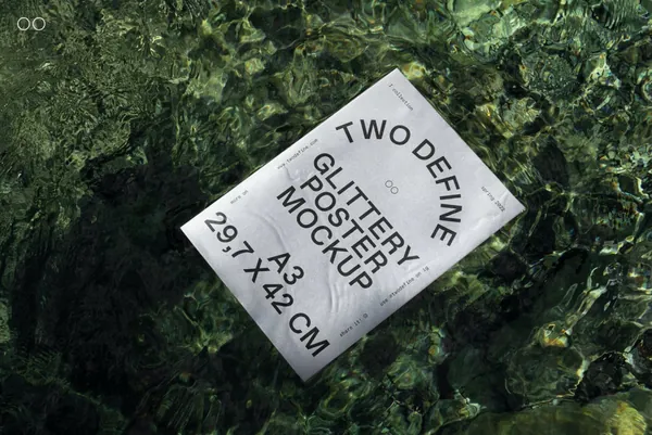 大自然户外水下实拍宣传单广告海报设计贴图展示样机模板素材 On Water Mockup-3