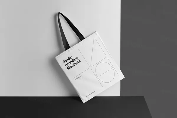 高质量环保袋手提袋工作室品牌VI设计提案贴图展示样机模板 Studio Branding Mockups-1