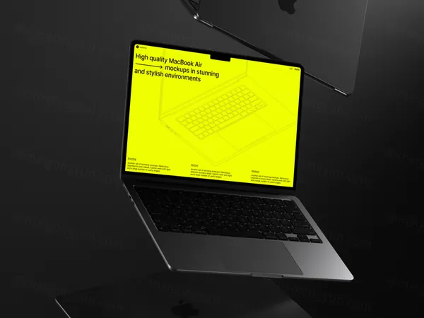 高质量苹果笔记本创意场景展示网页设计提案样机模板素材 MacBook Air Mockup-16