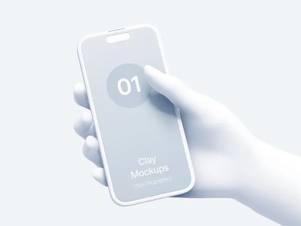 手握白模手机APP设计UI界面贴图展示样机模板 Hand Clay Mockups-1