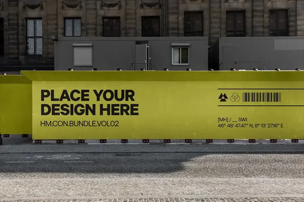 户外工地围栏实拍建筑公司企业品牌设计VI提案展示样机模板 Construction Mockup-1