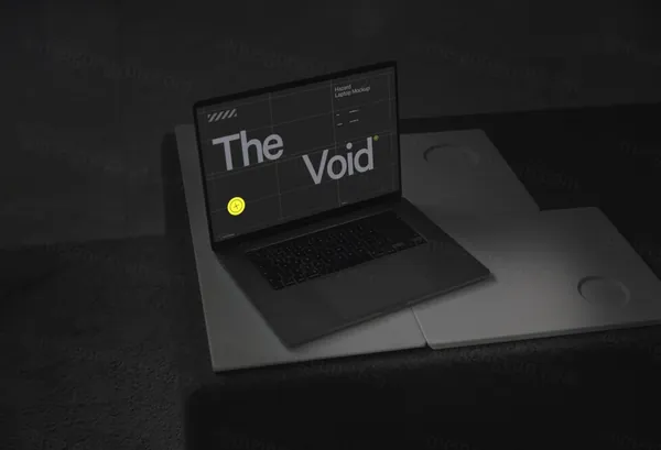 潮流暗黑风高级感苹果笔记本Web网页设计提案样机模板素材 Dark DEVICE Mockup