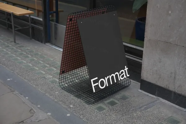 高端户外街头A字型路牌指示牌店铺广告牌设计提案贴图展示样机模板素材 A-Board Mockup-3