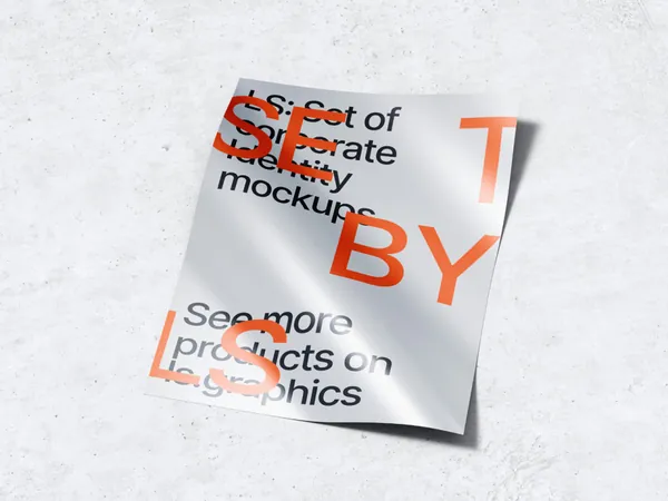 高质量铝箔纸金属纸张宣传单海报设计贴图展示样机模板 Metallic Paper Mockups-16