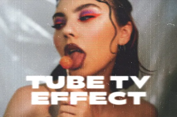 复古显像管老电视效果划痕灰尘做旧老照片特效PSD模板素材 Old Tube TV Photo Effect