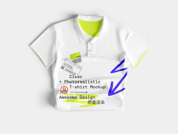 高质量短袖POLO衫员工服极简场景服装品牌设计贴图展示样机模板 T-Shirt Mockups