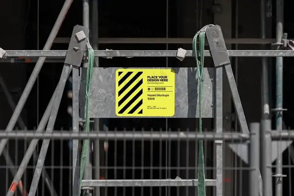 户外工地围栏警示牌实拍建筑公司企业品牌设计VI提案展示样机模板 Construction Mockup-2