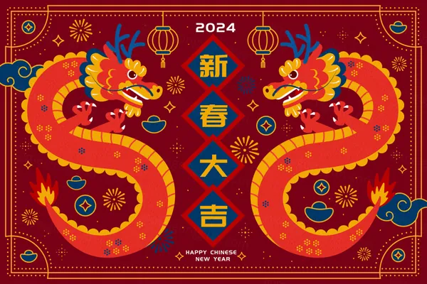 东方传统新年新春龙年中国春节迎新春EPS矢量插画海报素材-28