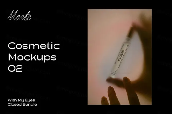 高端唯美梦幻Ins风试管精华化妆品品牌包装设计贴图展示样机模板 Cosmetic Mockup-1