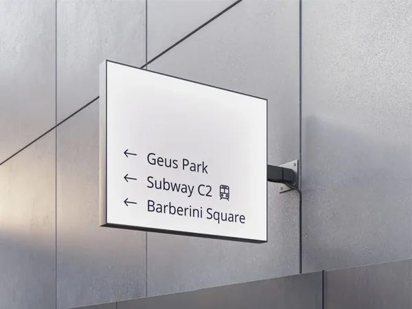 高质量灯箱招牌指示牌路牌导视系统设计提案贴图展示样机模板 Lightbox Signs Mockups-8