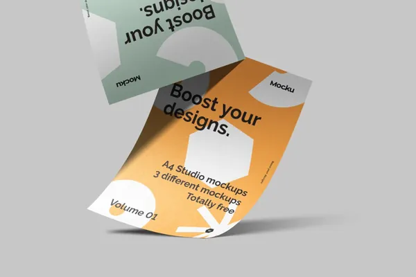 A4纸宣传单海报设计贴图展示样机模板 A4 Studio Mockups Pack