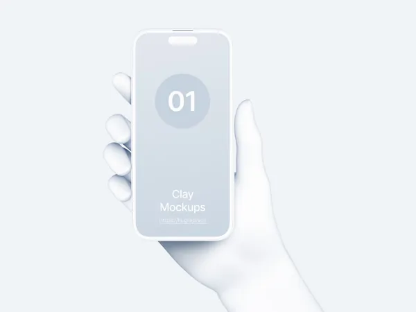 白模手持手机APP设计UI界面贴图展示样机模板 Hand Clay Mockups