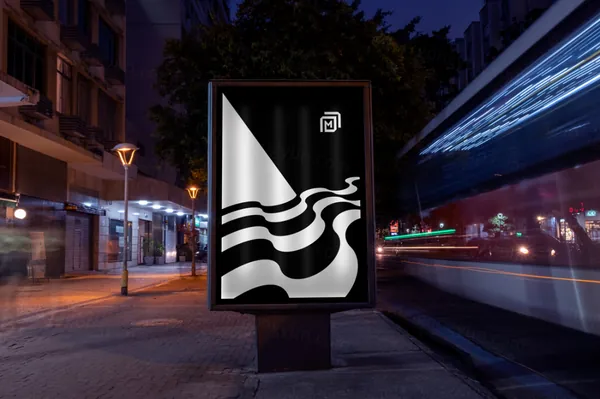 高质量城市街道延时摄影路边指示牌灯箱广告牌海报设计提案展示样机模板 BRA-RJ010