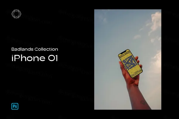 高端户外摄影无CG手举苹果手机高端潮牌APP设计UI贴图展示样机模板 BL iPhone 01