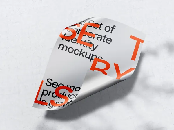 高质量铝箔纸金属纸张宣传单海报设计贴图展示样机模板 Metallic Paper Mockups-9