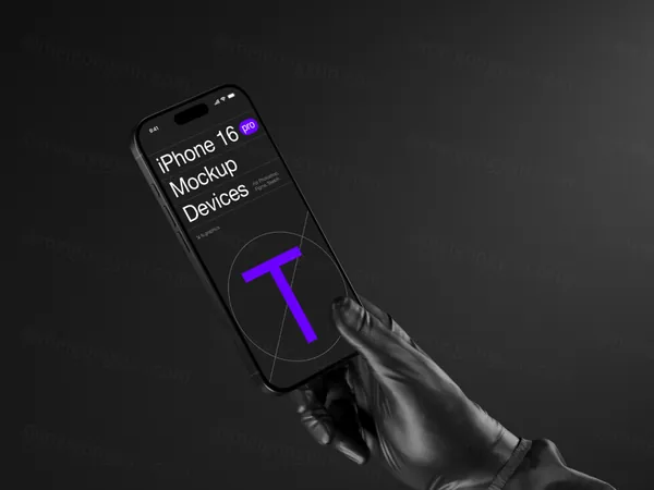 最新 iPhone 16 Pro 手持苹果手机高端极简场景品牌视觉 UI 贴图样机 PSD模板-4