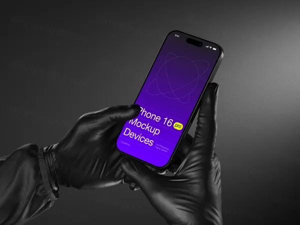 最新 iPhone 16 Pro 手持苹果手机高端极简场景品牌视觉 UI 贴图样机 PSD模板-7