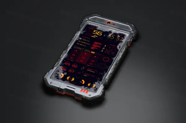 未来派赛博朋克科幻UI界面设计APP展示手机户外设备样机模板 Cyber Mobile Mockups-1